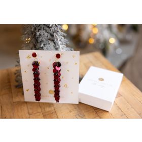   Balaton Luxus - bordő színű design bőr kézműves fülbevaló