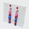 Balaton  - kék/rózsaszín/piros/pink  színű design bőr kézműves fülbevaló