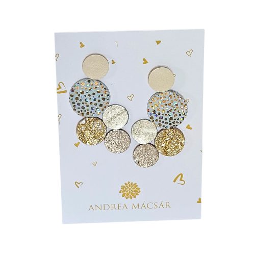 Bubbles - arany mix, bőrből készült design fülbevaló 