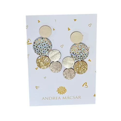 Bubbles - arany mix, bőrből készült design fülbevaló 