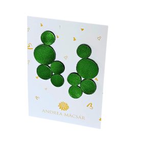   Bubbles - meleg zöld, bőrből készült design fülbevaló 