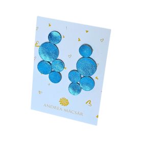   Bubbles - metál azúrkék színű, bőrből készült design fülbevaló 