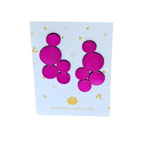   Bubbles - metál pink színű, bőrből készült design fülbevaló 