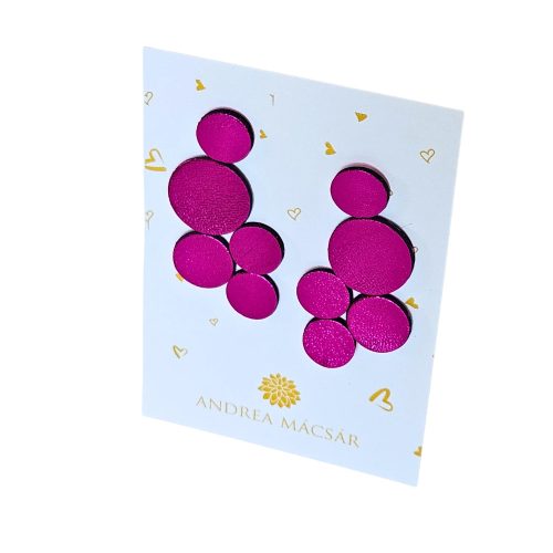 Bubbles - metál pink színű, bőrből készült design fülbevaló 