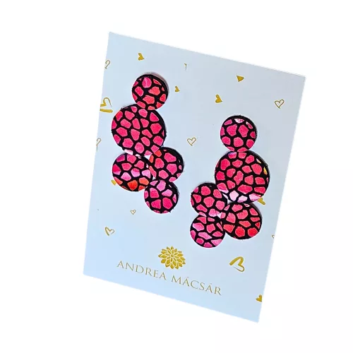 Bubbles - pink színű, ombre, bőrből készült design fülbevaló 