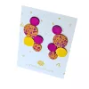Bubbles - pink-sárga mix, bőrből készült design fülbevaló 