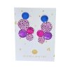 Bubbles - pink, lila mix, bőrből készült design fülbevaló 