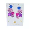 Bubbles - pink, lila mix, bőrből készült design fülbevaló 