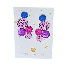   Bubbles - pink, lila mix, bőrből készült design fülbevaló 