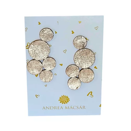 Bubbles - rosegold színű,  bőrből készült design fülbevaló 