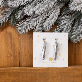   Curlie - ezüst mix csavart bőr kézműves design fülbevaló