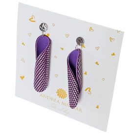   Curlie - lila négyzetmintás/lila mix csavart bőr kézműves design fülbevaló