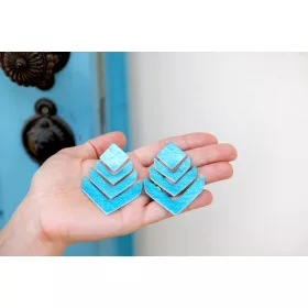 Főnix - türkizkék - kézműves design fülbevaló