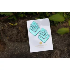 Főnix - türkizzöld - kézműves design fülbevaló