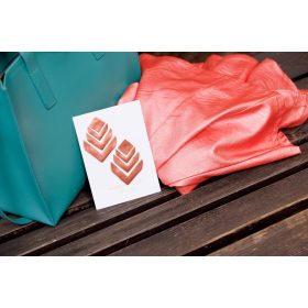   Főnix - Világos korall - metálfénnyel - kézműves design fülbevaló