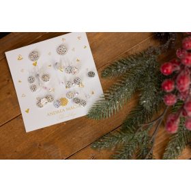   Harmonia Pearl Edition - fehér színű bőr fülbevaló gyöngyökkel - irizáló pöttyökkel 