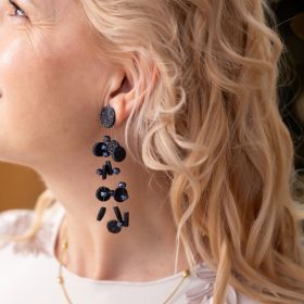 Harmonia Pearl Edition - fekete színű bőr fülbevaló  