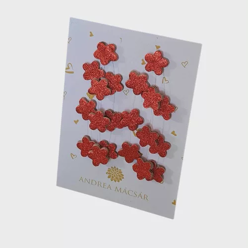 Harmónia - metál narancs/roszda virágos, bőrből készült design fülbevaló 