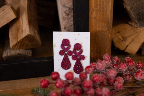 Little Angel  - fülbevaló - LIMITÁLT! pink pöttyös - kézműves bőr design ékszer 