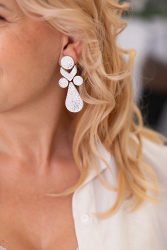 Little Angel  - fülbevaló - LIMITÁLT! pink pöttyös - kézműves bőr design ékszer 