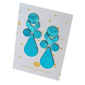   Little Angel  - fülbevaló - metál türkizkék- kézműves bőr design ékszer 