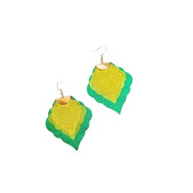   Marokkó - arany, lime, zöld metál - kézműves design fülbevaló