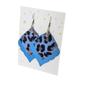   Marokkó - farmerkék leopárdmintás - kézműves design fülbevaló