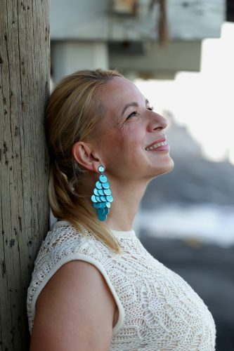 Vaiana - metál türkizkék kézműves design fülbevaló