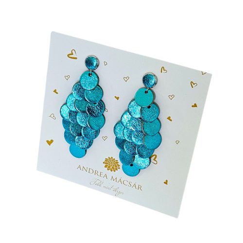 Vaiana - metál türkizkék kézműves design fülbevaló