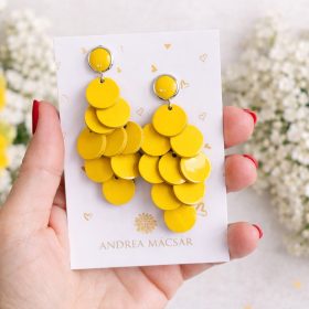 Vaiana - napsárga lakk - bőr design fülbevaló