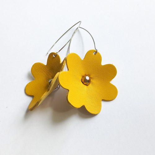 Virág fülbevaló - meleg sárga
