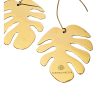 Arany színű monstera fülbevaló - orvosi fém - 18K arannyal