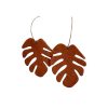 Monstera - boci barna - kézműves design fülbevaló 