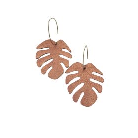   Monstera - fáradt rózsaszín - kézműves design fülbevaló 