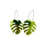 Monstera - lakk limezöld- kézműves design fülbevaló 