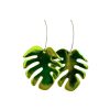 Monstera - lakk limezöld- kézműves design fülbevaló 