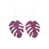 Monstera - lila-ezüst kígyómintás - kézműves design fülbevaló 