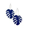 Monstera - Navy -  kézműves design fülbevaló 