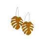Monstera - okkersárga kígyóbőr- kézműves design fülbevaló 