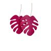 Monstera - sötét pink - kézműves design fülbevaló 