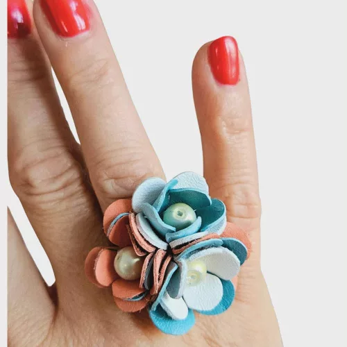 Virágálom - Selyemkendő gyűrűvel -  kombinálható ékszerszett