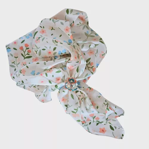 Virágos hajnal - Selyemkendő gyűrűvel -  kombinálható ékszerszett