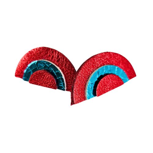 Szivárvány fülbevaló - metál piros, repedezett türkiz - kézműves design fülbevaló
